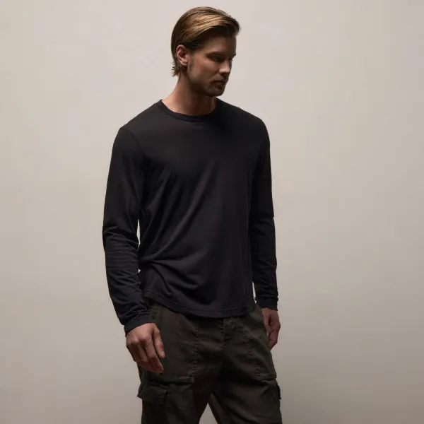 Shirttail Hem Crew - Black