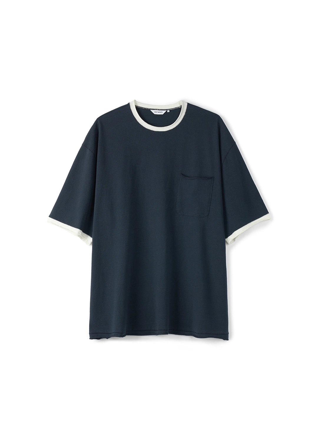 파르티멘토 Ringer Raw Edge Pocket Tee_Navy 상품 이미지 3