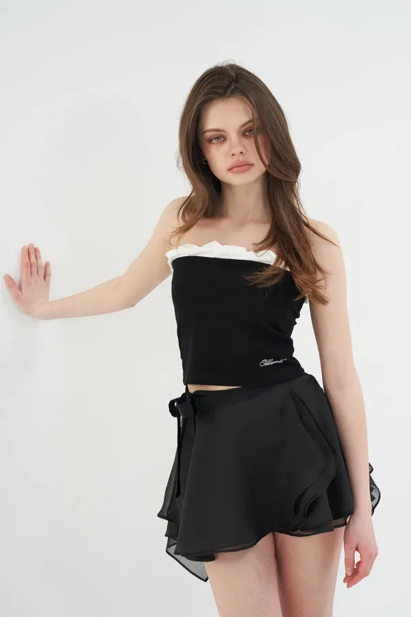 CHIFFON WRAP SKIRT BLACK