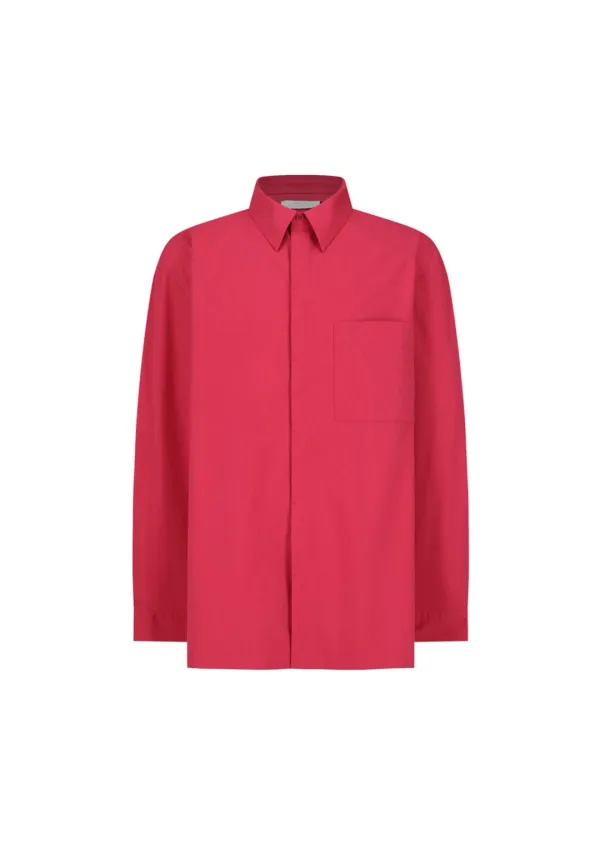 Square Pocket Oversized Shirt, Red