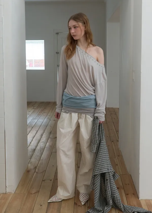 Boat Neck Long Sleeve Tee_Light Grey