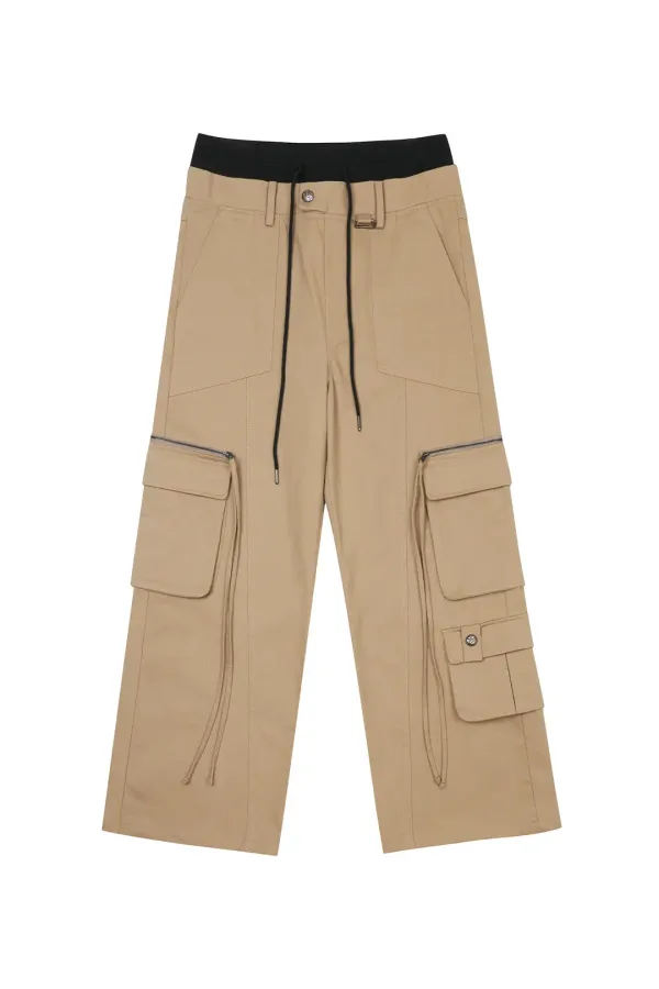 DOUBLE WAIST WIDE PANTS BEIGE