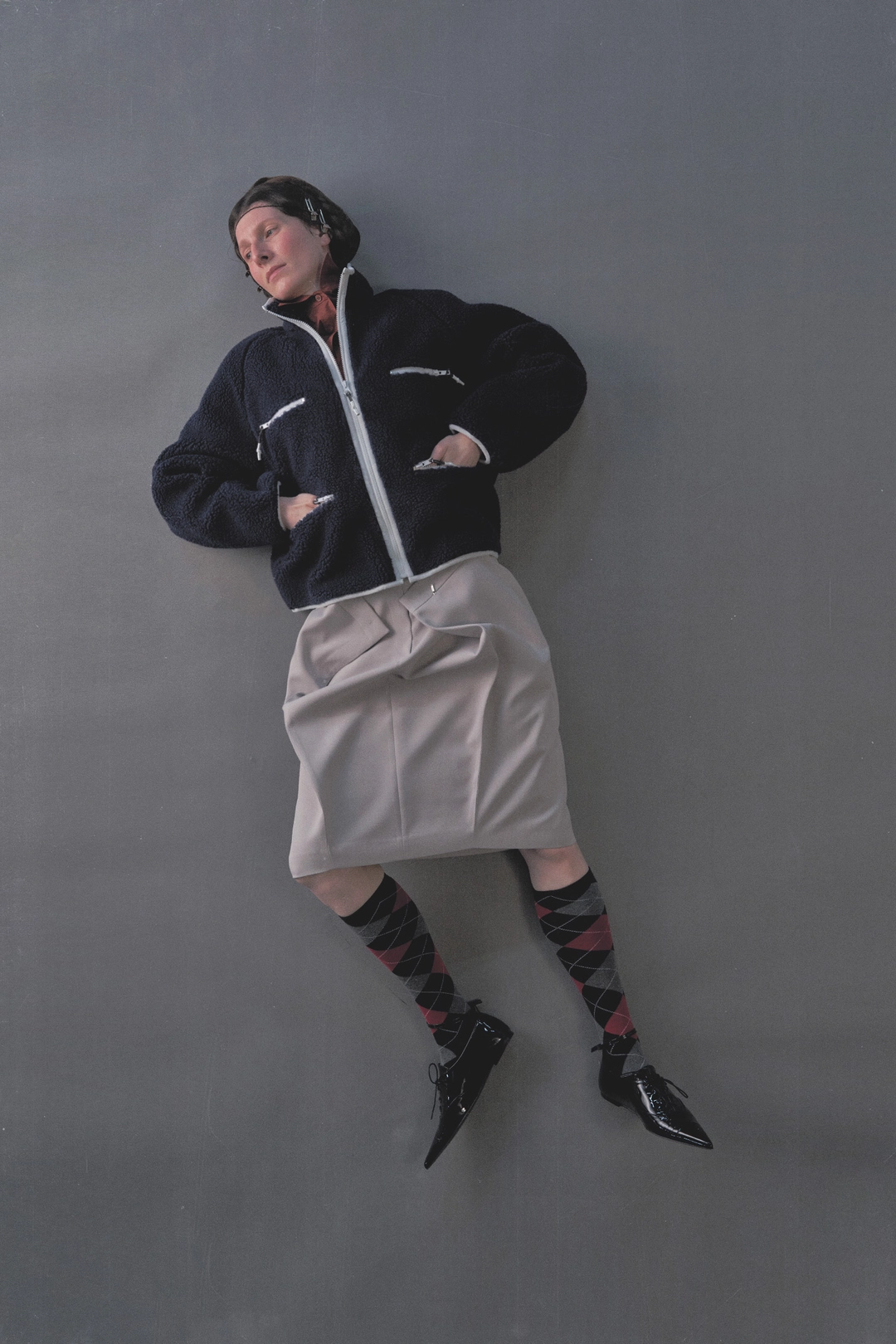 푸쉬버튼 PF26 LIGHT GRAY FOLDED TUCK SKIRT 상품 이미지 1