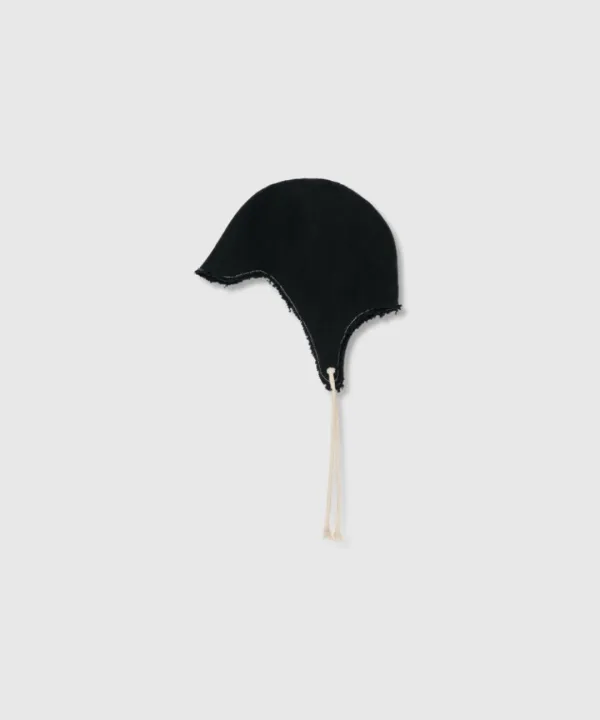 Jersey earflap beanie (Black)