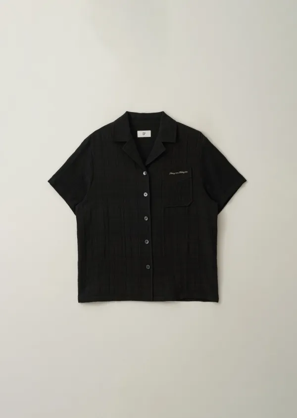 JACQUARD COLLAR SHIRT (moat black)