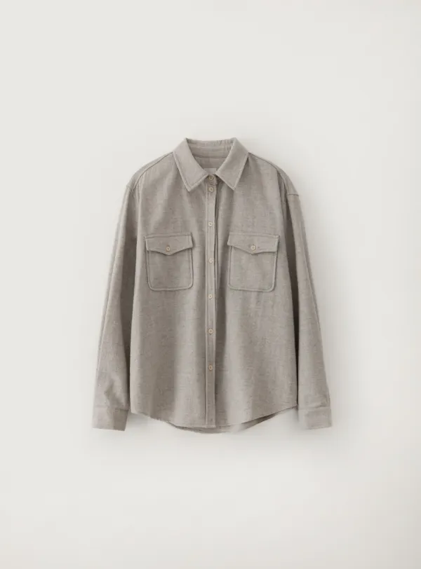 울 포켓 셔츠_Melange Gray