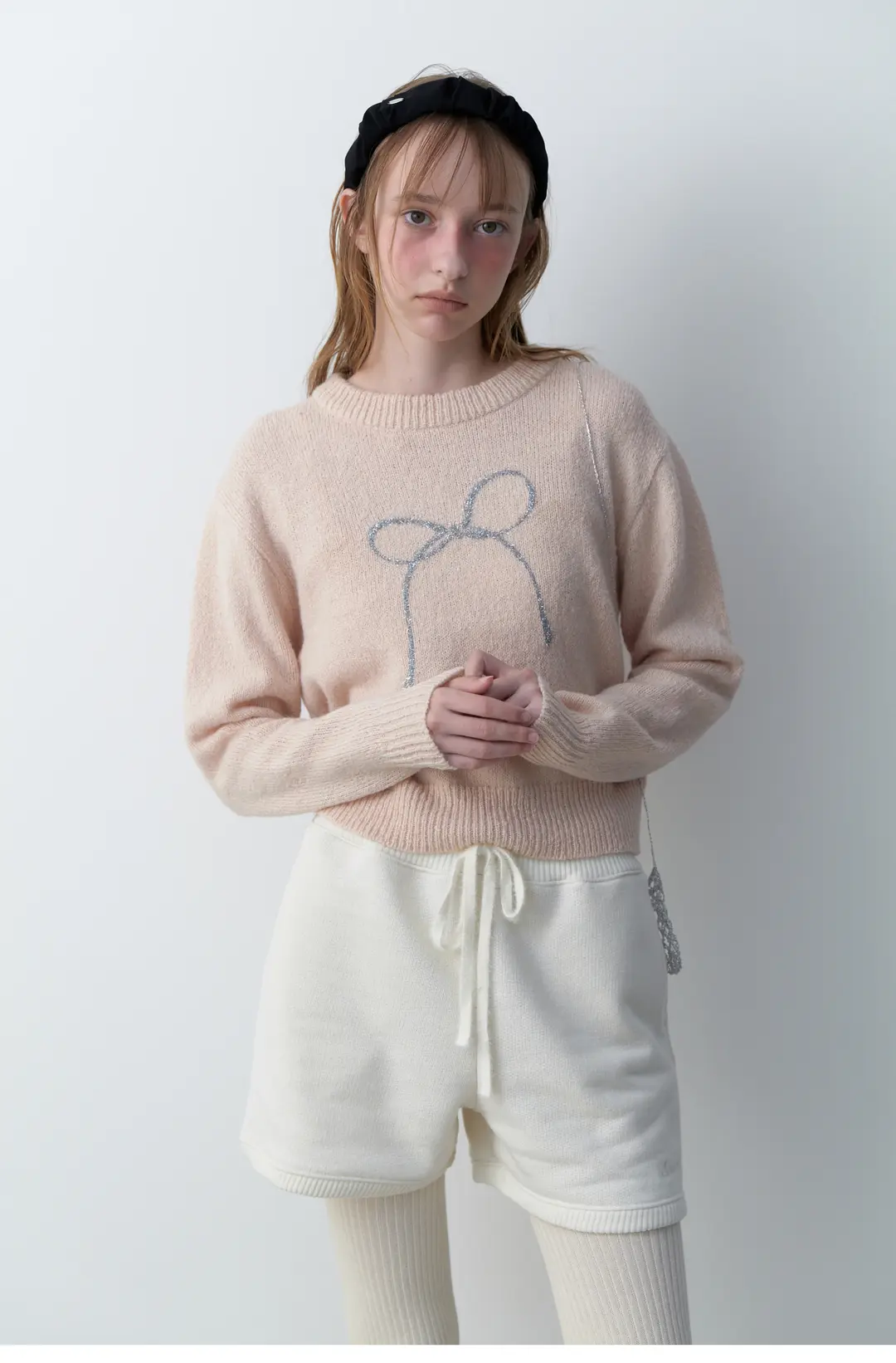 순수 Glitter Ribbon Sweater (Peach) 상품 이미지 1