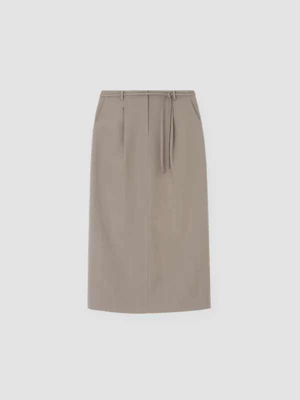 HERRINGBONE STRAIGHT LONG SKIRT_KHAKI BEIGE_OE3C2MSK91KHB
