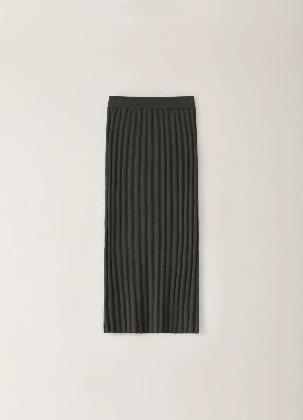 Ribbed Slim Maxi Skirt - Charcoal