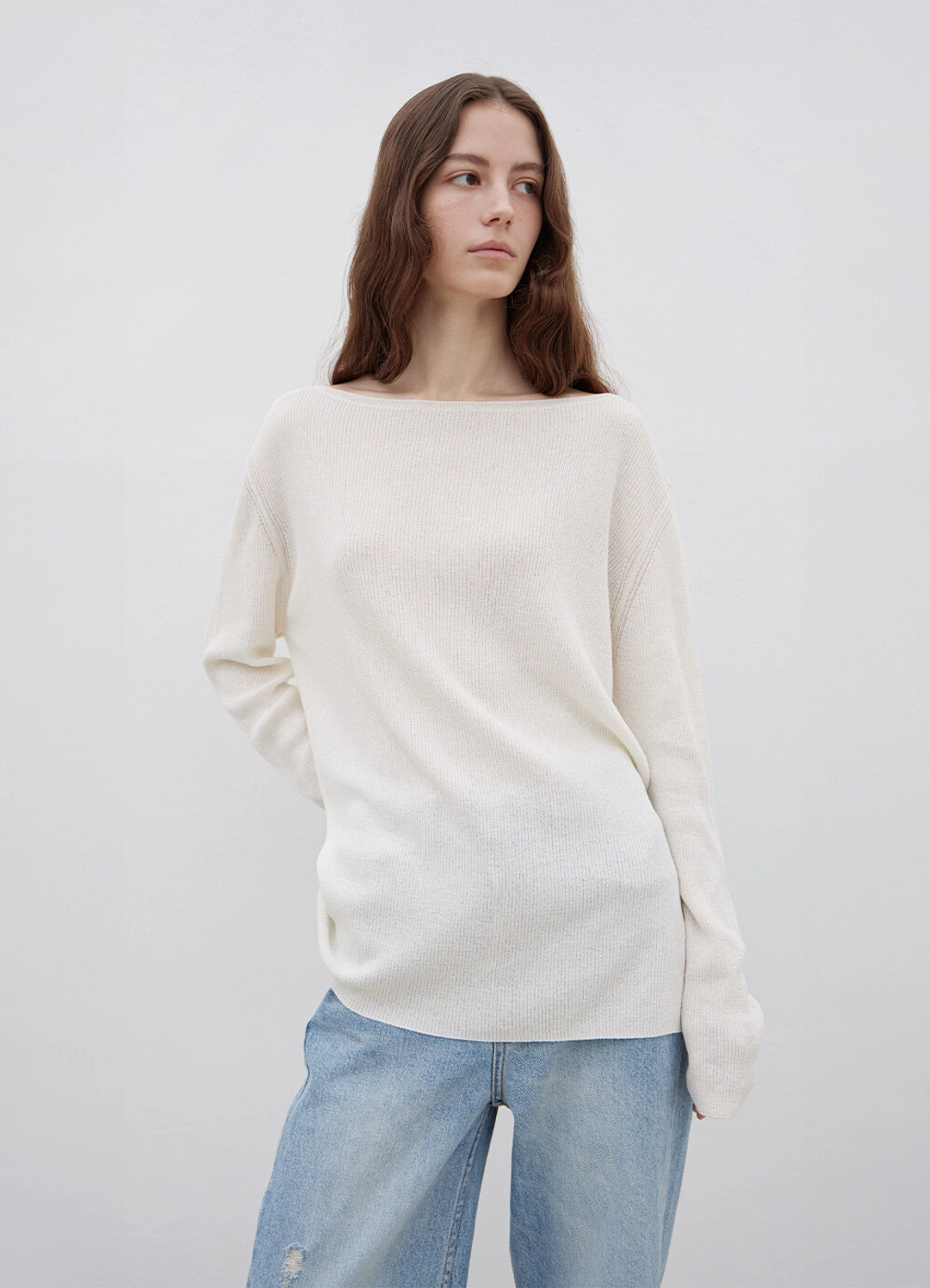 르바 Relaxed Breeze Boatneck Knit - Off White 상품 이미지 1