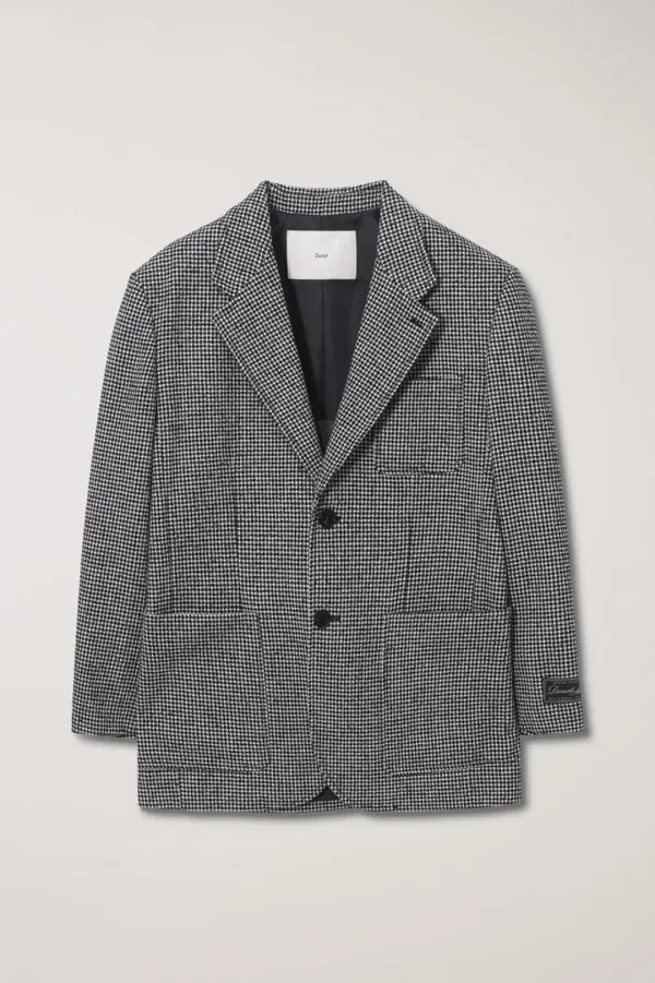 UNISEX OVERSIZED WOOL BLAZER BLACK CHECK