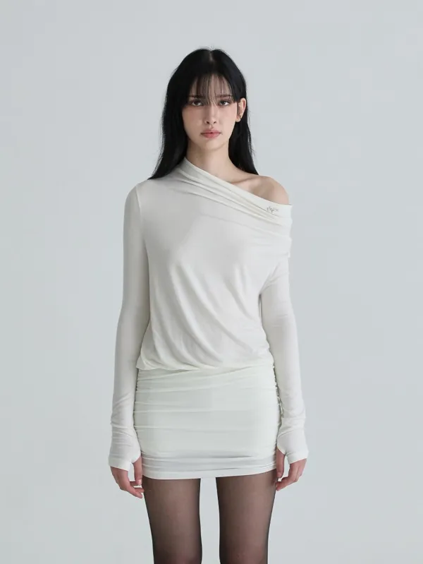 Shirring symbol dress (Ivory)