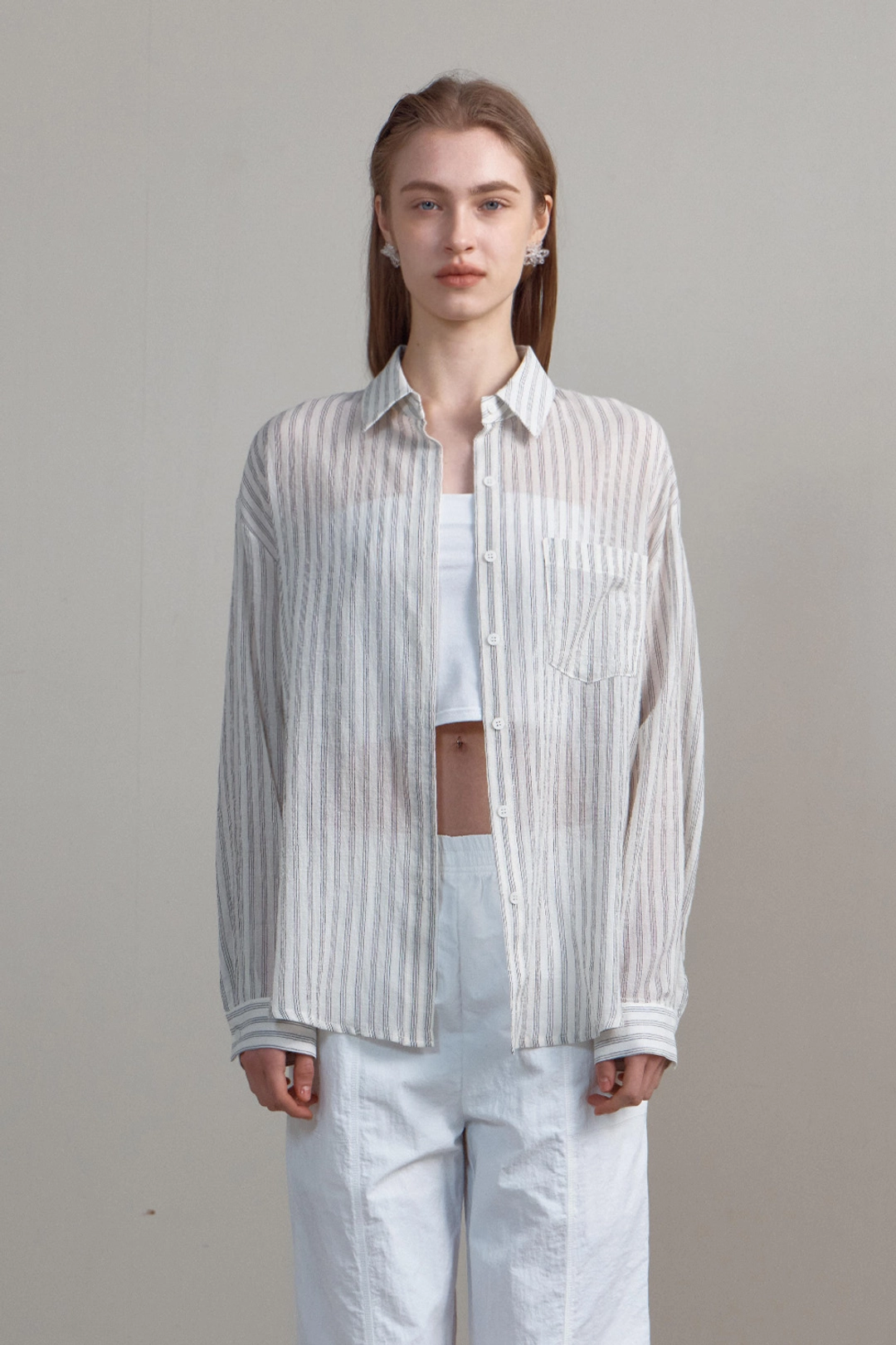 오브오브 Loe Organic Shirts_Stripe Ivory 상품 이미지 2