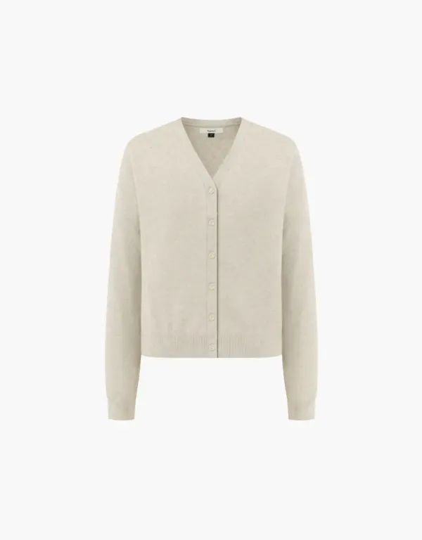 v neck knit cardigan - natural