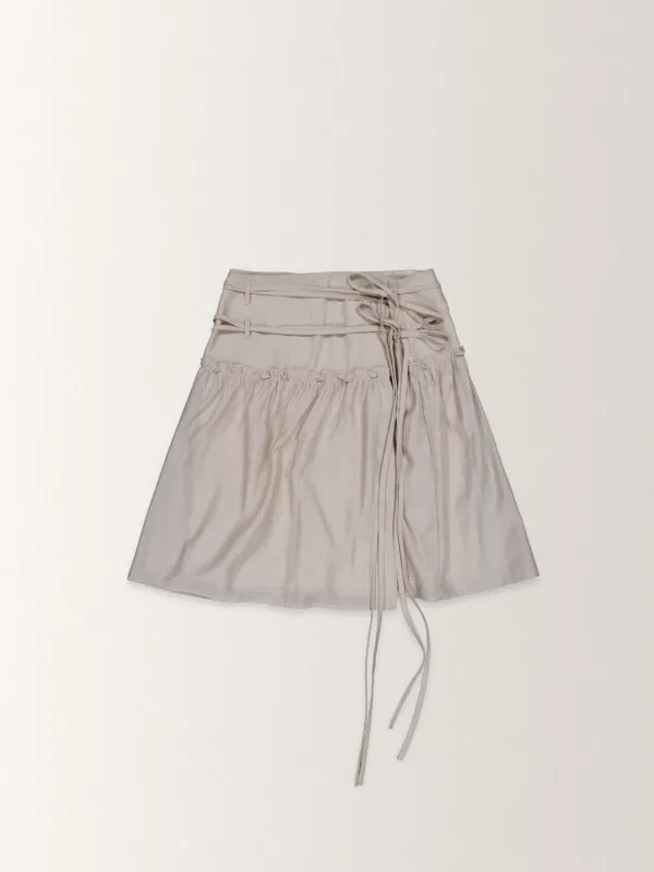 SHEER WRAP FRILL SKIRT [ PALE GRAY ]