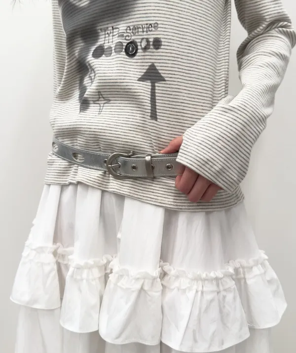 Perforated Leather Belt [Silver]