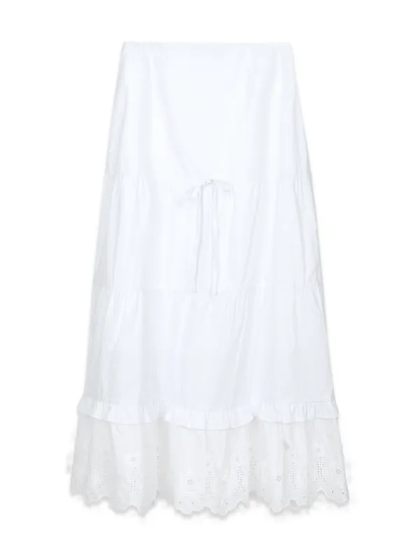 ROSE EYELET LONG SKIRT (WHITE)