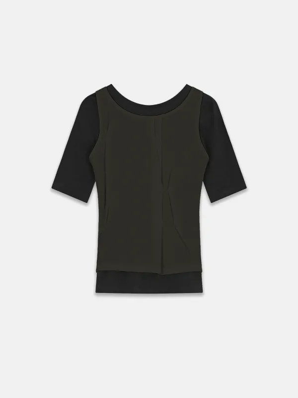 FOLDED LAYERED T-SHIRT CHARCOAL