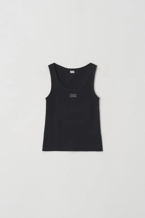 Cotton Sleeveless Knit Top (charcoal)