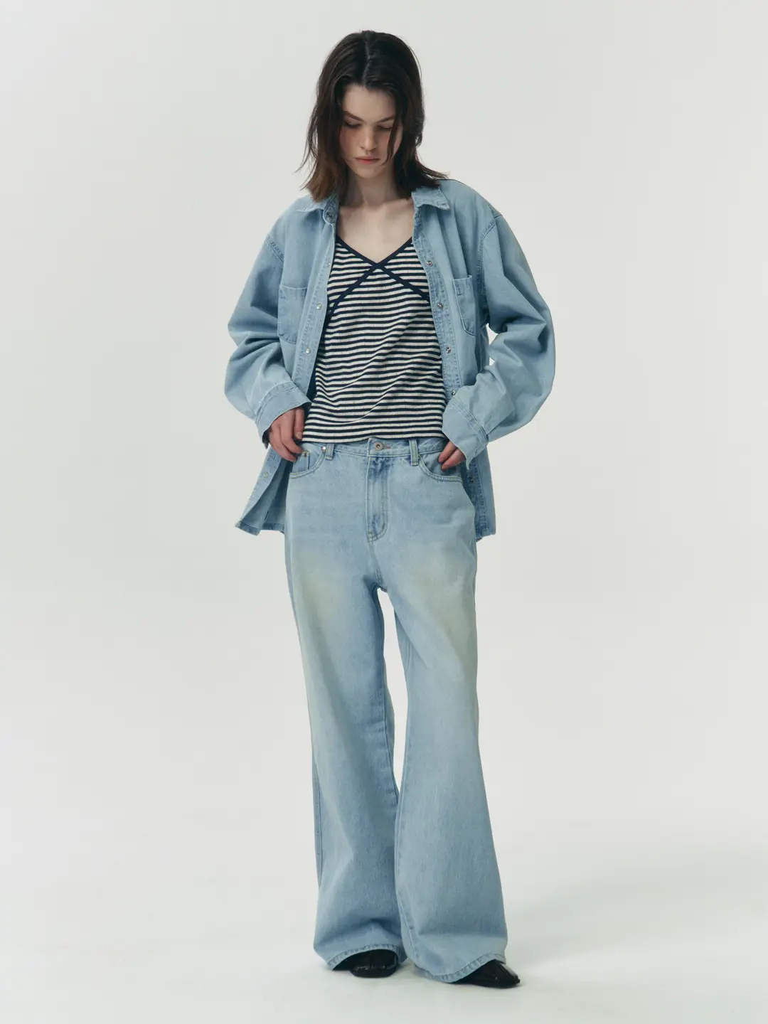 리볼드 Wide Boots cut Light Blue Denim 상품 이미지 2