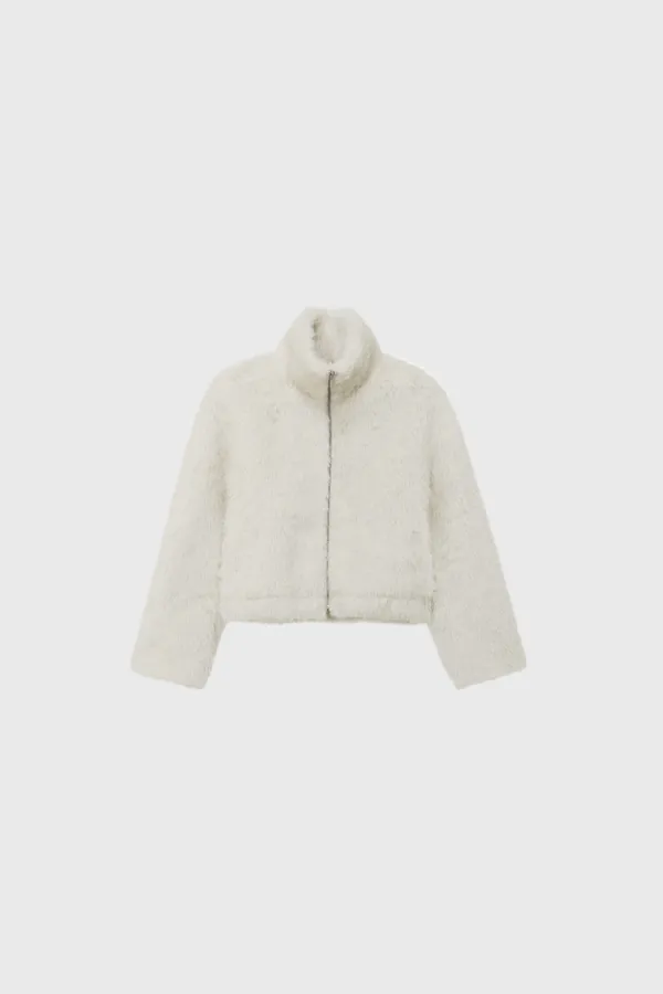 Fluffy high neck jumper (ivory / black)