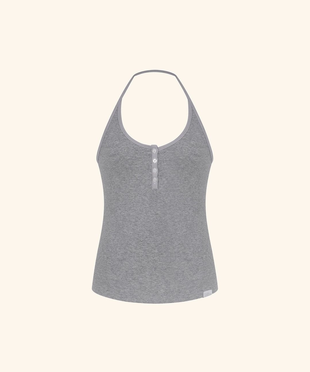레터프롬문 [9/22 11:00am Coming soon] Letters Contrast-Trim Halter Top (Melange Grey) 상품 이미지 1