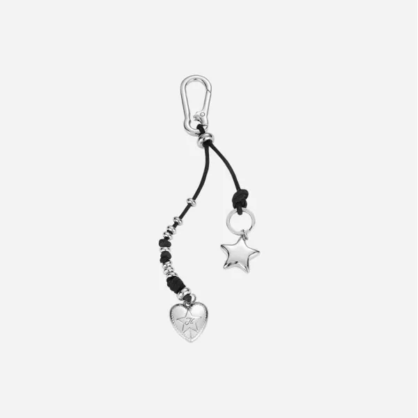 heartlink leather keyring-black