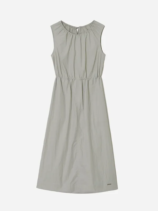 Waist String Sleeveless Dress Light Khaki
