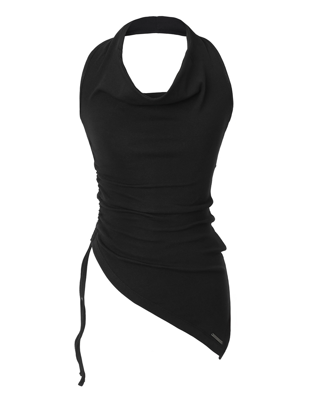 이네기 [2nd Reorder] Asymmetric Shirring Halter Top (black) 상품 이미지 1