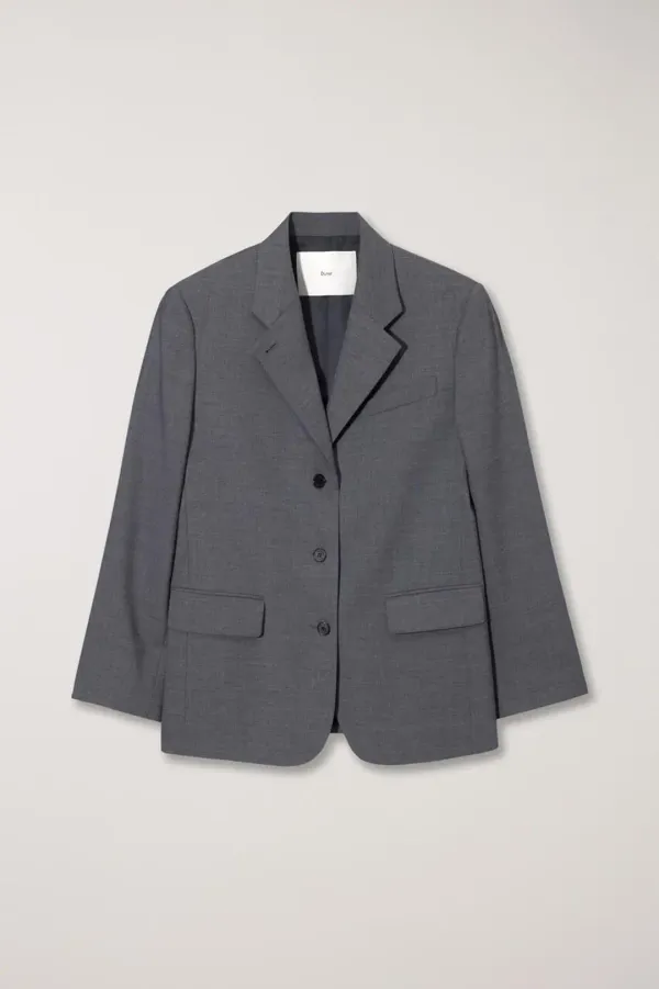 ESSENTIAL 3 BUTTON WOOL BLAZER MELANGE GREY