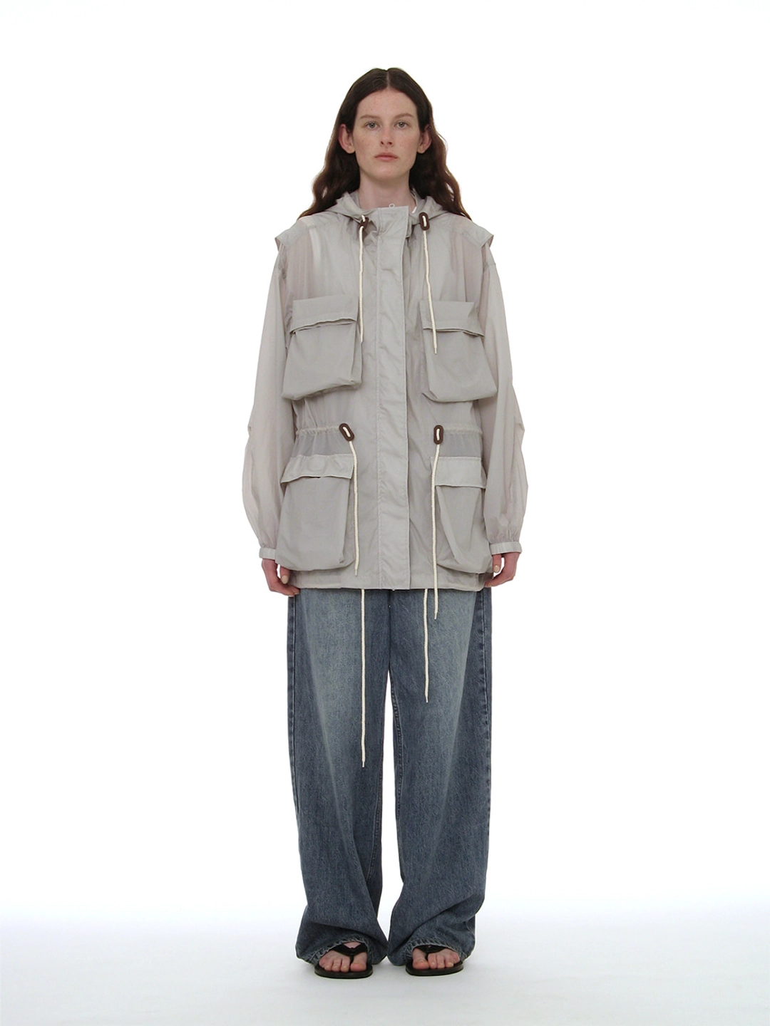 파르티멘토 [WOMEN] LIGHTWEIGHT HOODED UTILITY JACKET_LIGHT GREY 상품 이미지 2
