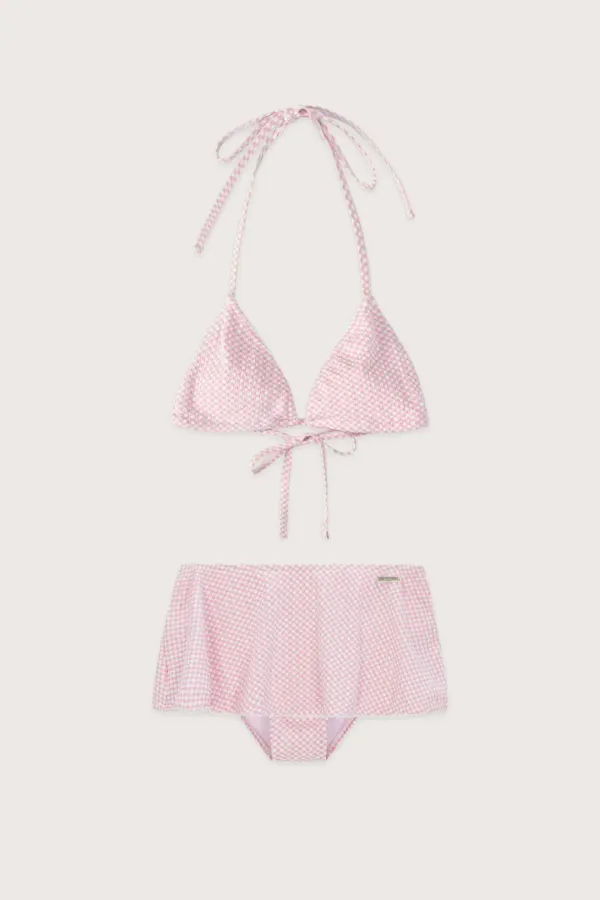 Gingham Check Skirt Bikini (Pink)