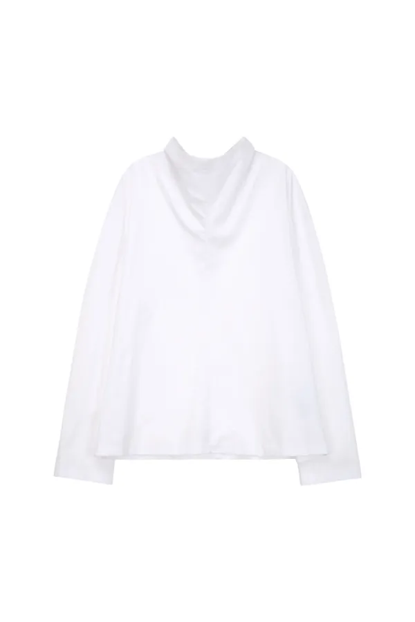 Cowl Neck Cotton Shirt, Off White