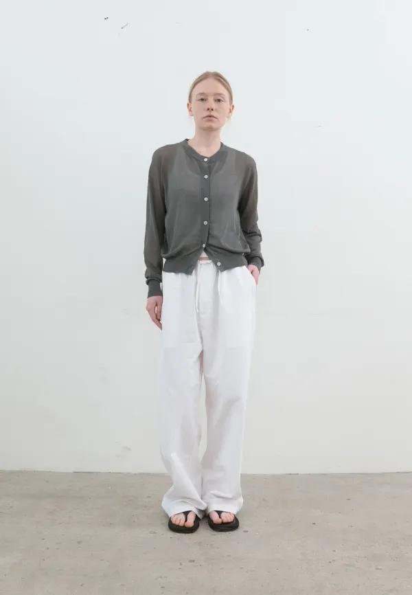 Linen blend knit cardigan (deep gray)