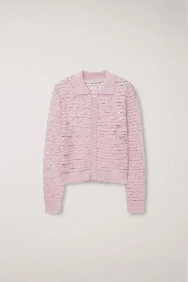 UNISEX OPEN COLLARED CARDIGAN SOFT PINK_UDSW5A105P1