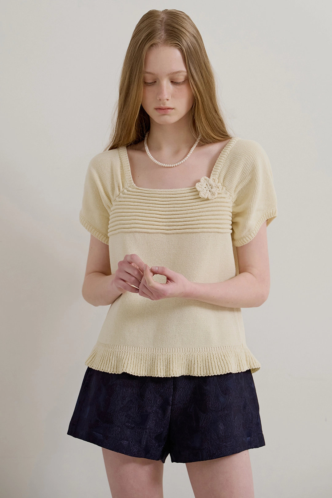 모어댄라이크 SQUARE FLOWER KNIT - LEMON 상품 이미지 2