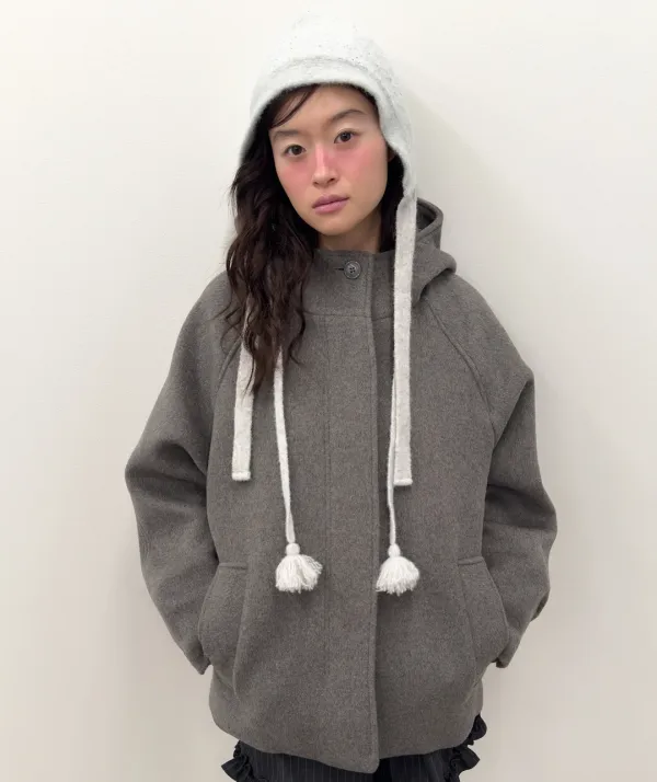 [2차] Hooded Half Coat [Gray]