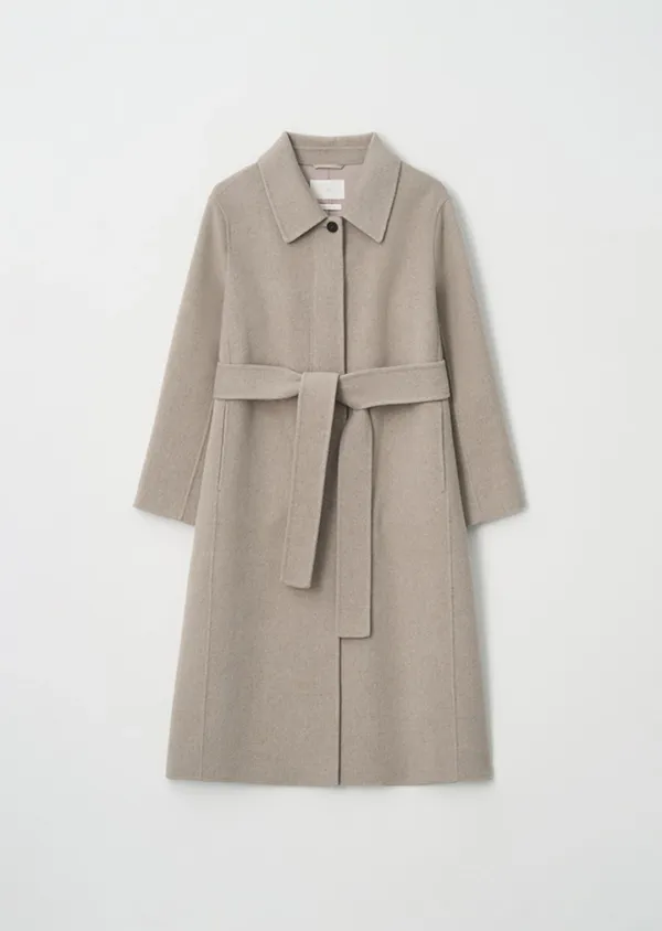 cashmere single handmade coat-ash beige