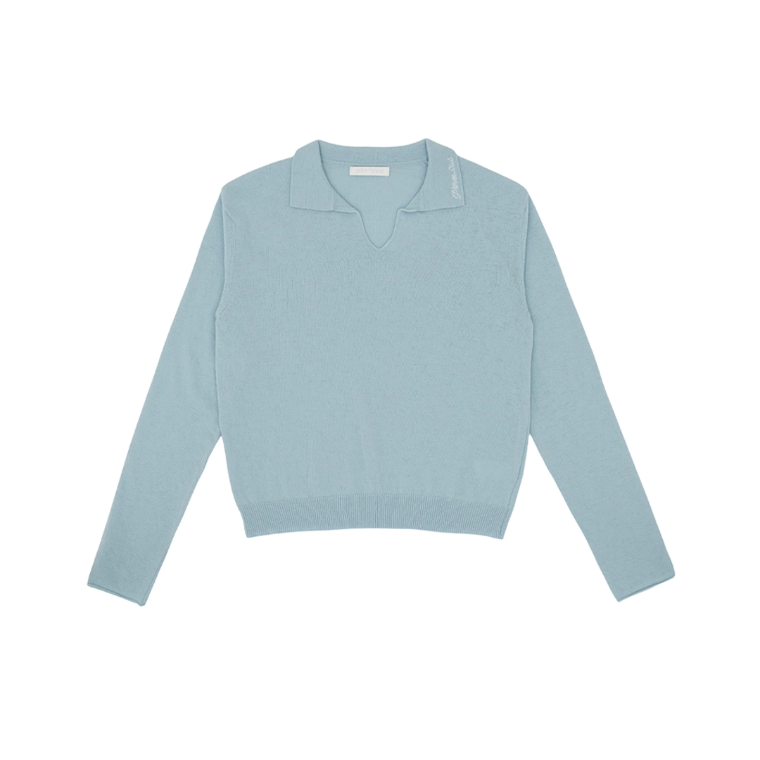 피브비 Open Collar Knit Pullover (mist blue) 상품 이미지 1