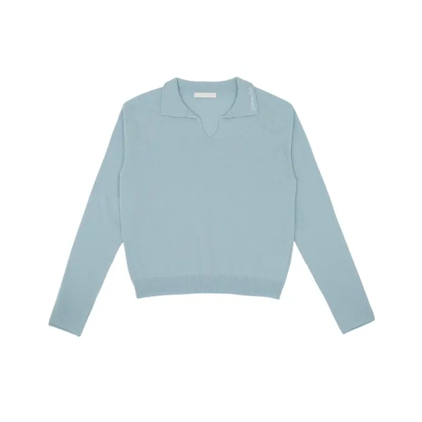 Open Collar Knit Pullover (mist blue)