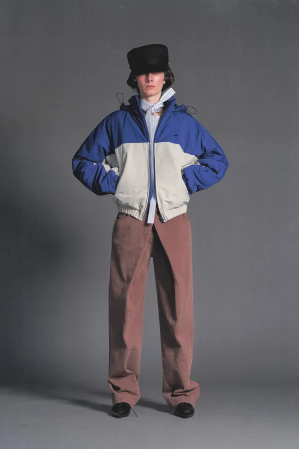 PF26 NAVY COLOR BLOCK DOLMAN PADDED JACKET