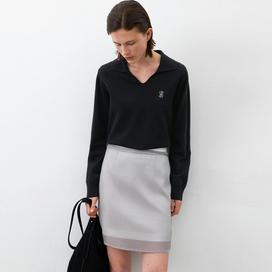 아뜰리에 나인 (Z-T-6785)ESSENTIAL OPEN COLLAR V-NECK KNIT 상품 이미지 1