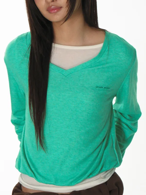 SOFT V-NECK KNIT_GREEN