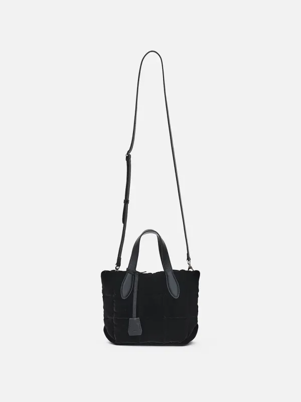 Monslin mini padding velvet bag - Black