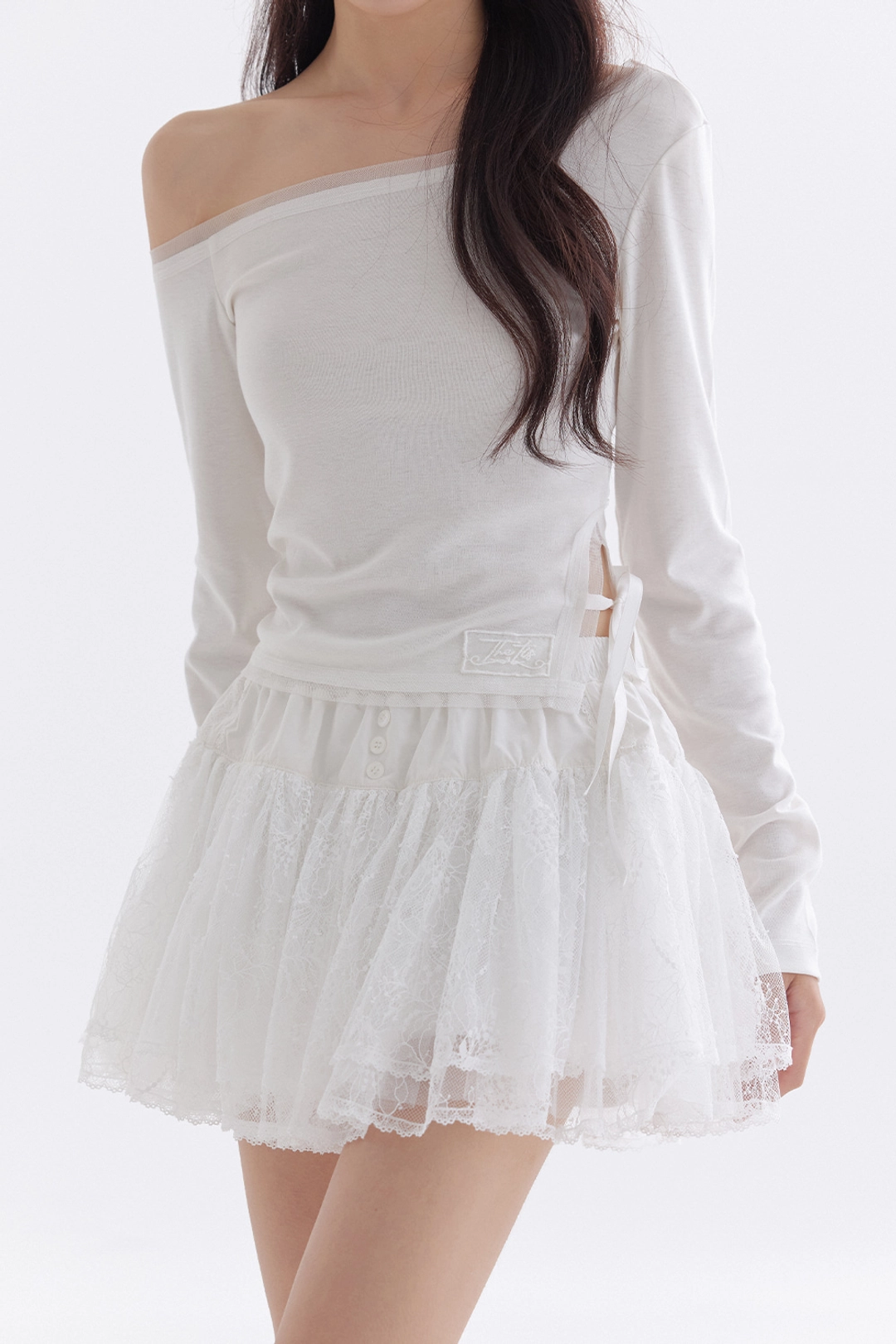더티스 Button Lace Breeze Skirt (Ivory) 상품 이미지 2