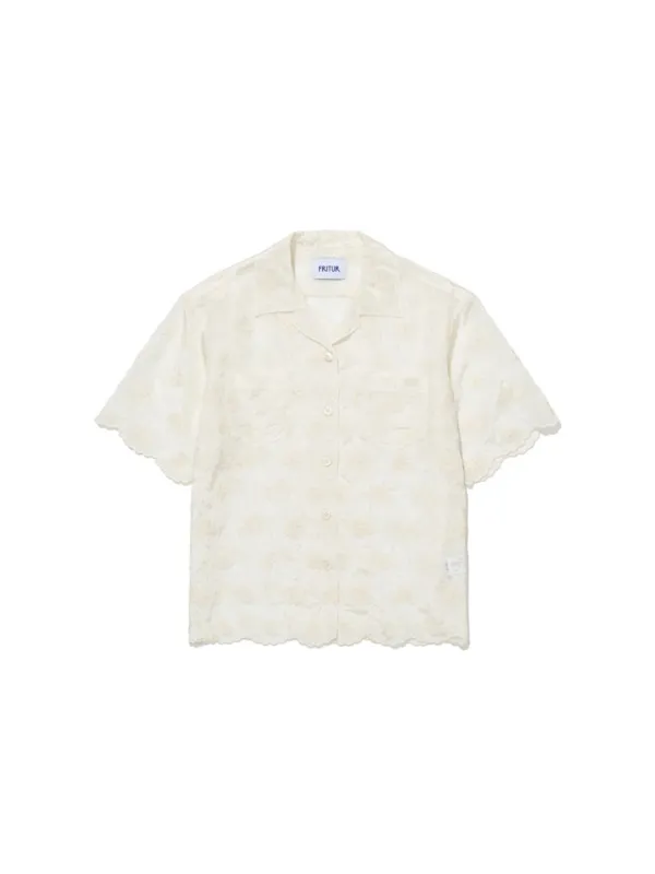 Floral Lace Shirt Ivory_F262SH08