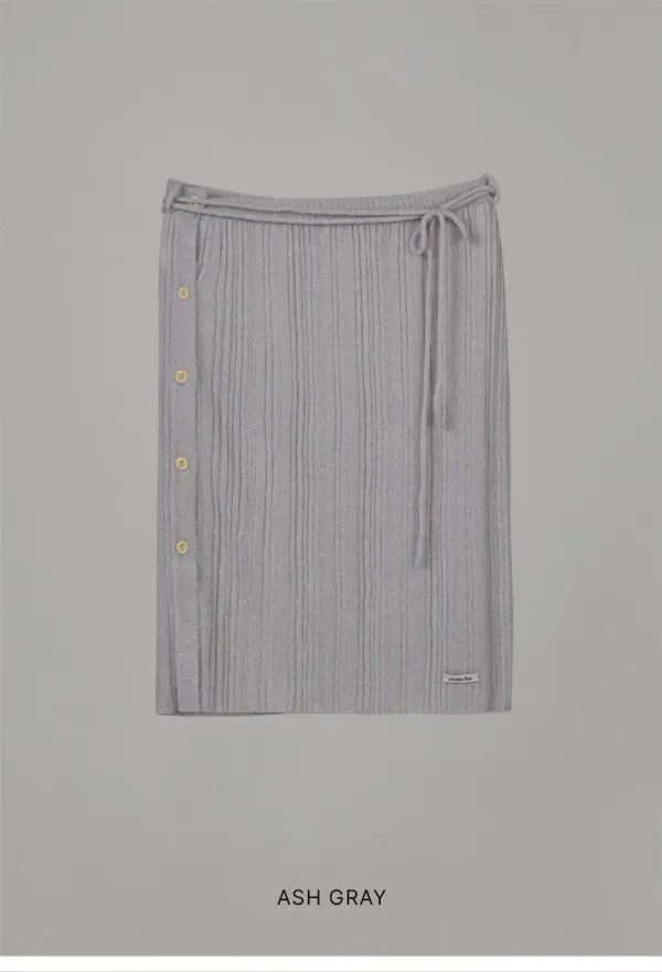 MOHAIR WRAP KNIT SKIRT_ASH GRAY