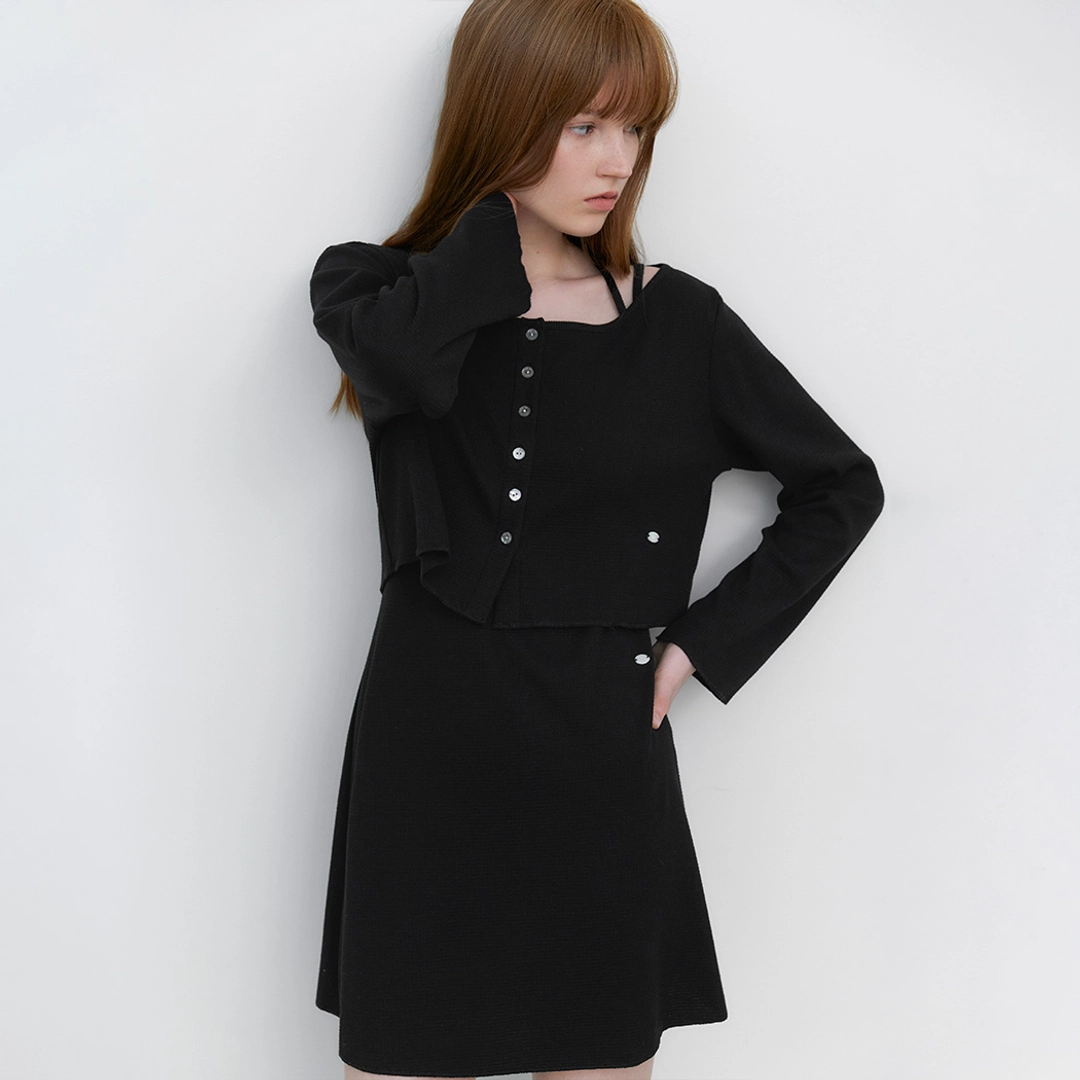 아뜰리에 나인 (OP-6343)CARDIGAN SET-UP WAFFLE DRESS S 상품 이미지 1