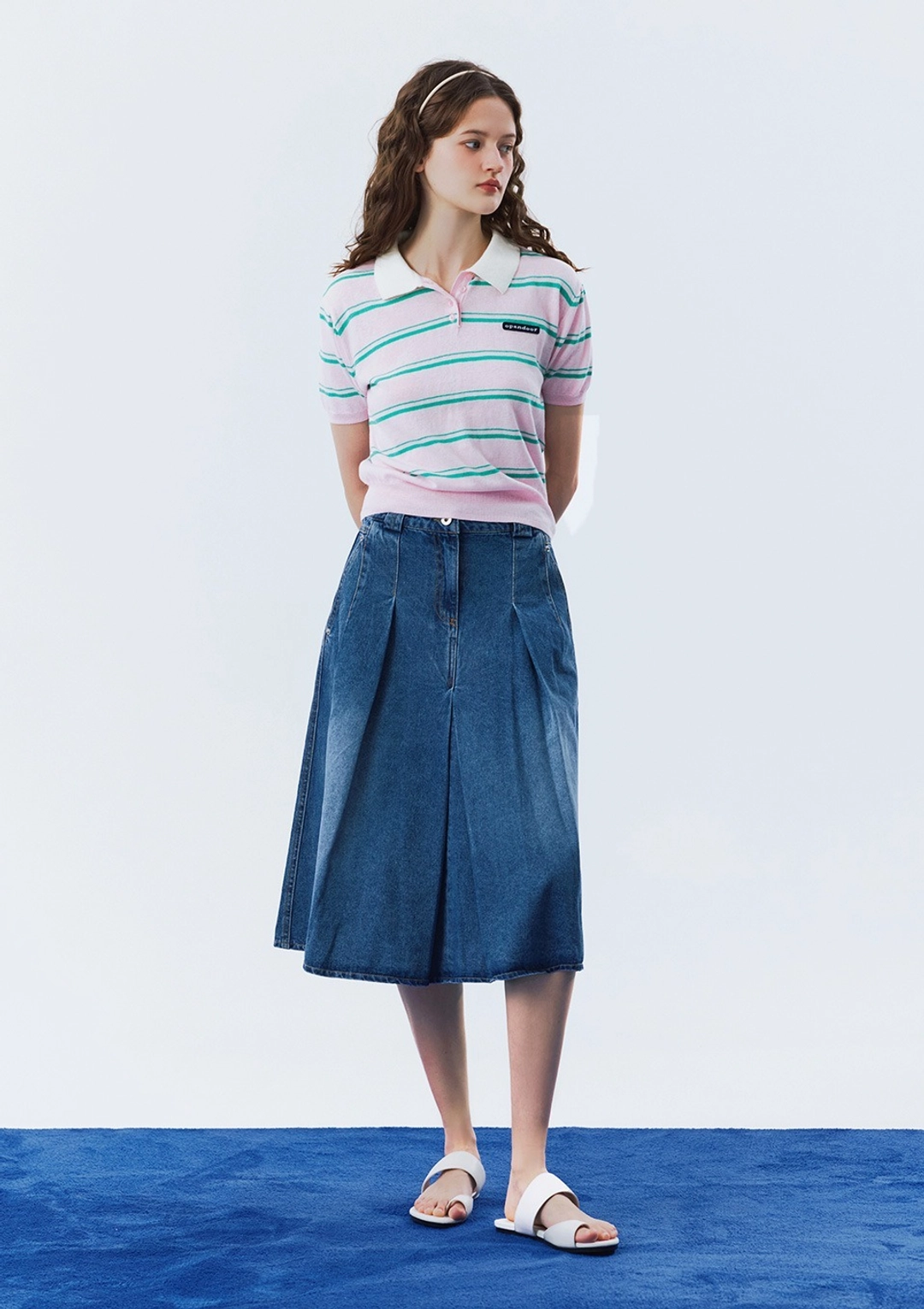 오픈도어 summer stripe knit pink 상품 이미지 2
