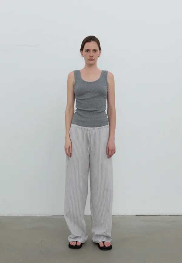Mix stripe banding pants (light gray)